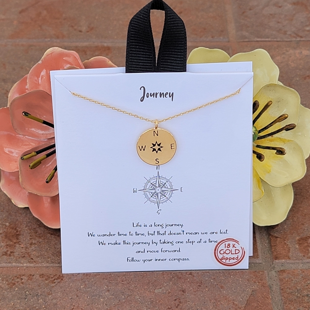 Gold Dipped Compass Necklace